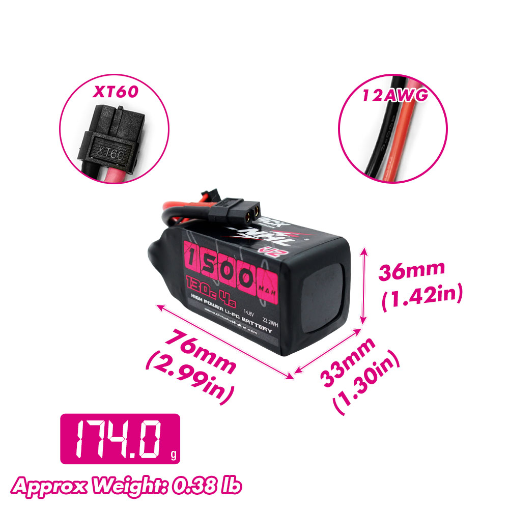 2 個 CNHL 4S 14.8V リポバッテリー 1500 - Skyzone Cobra X V2 Fpv Goggles のレビューと価格